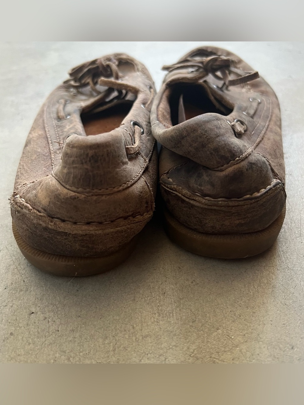 BED|STU Women’s Distressed Brown Leather Boat Shoes - Picture 5 of 7